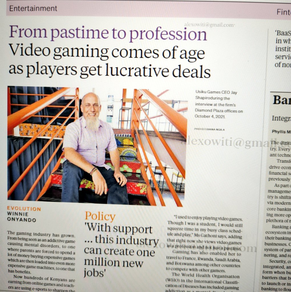 Grab your <a href="/BD_Africa/">BusinessDaily</a> today and read how the #GamingIndustry in Africa is changing and growing at the same time as <a href="/Jay__Shapiro/">Jay Shapiro (he / him)</a> of <a href="/usikugames/">Usiku Games Africa</a> gives insights into the subject matter. #gamingcommunity #gamingnews <a href="/_PAGG_/">Pan Africa Gaming Group</a>