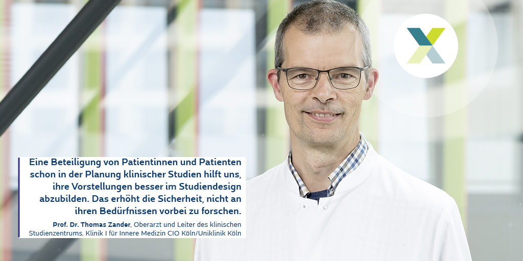 „Hand in Hand – mit & für #Patienten“ 🤝 Prof. Dr. Thomas Zander ist Oberarzt der Inneren Medizin & Leiter des klinischen Studienzentrums an der @UKKoeln. Er sagt: #Patientenbeteiligung in der #Krebsforschung liegt auch im Interesse der Ärzte 👇 #XgegenKrebs #patientinvolvement