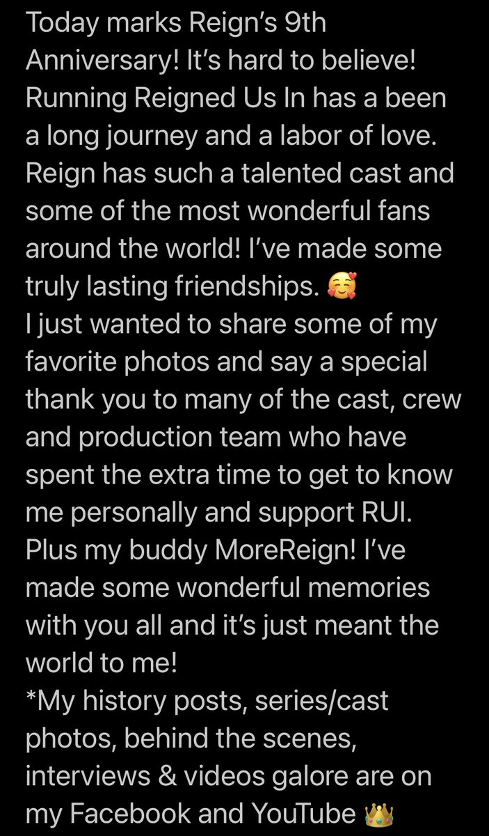 ReignedUsIn's tweet photo. Happy 9th Anniversary #Reign!!! WOW!! 👑👑 Just wanted to share some of my favorite photos, thoughts and thank-yous! https://t.co/qiU0eEYUMR