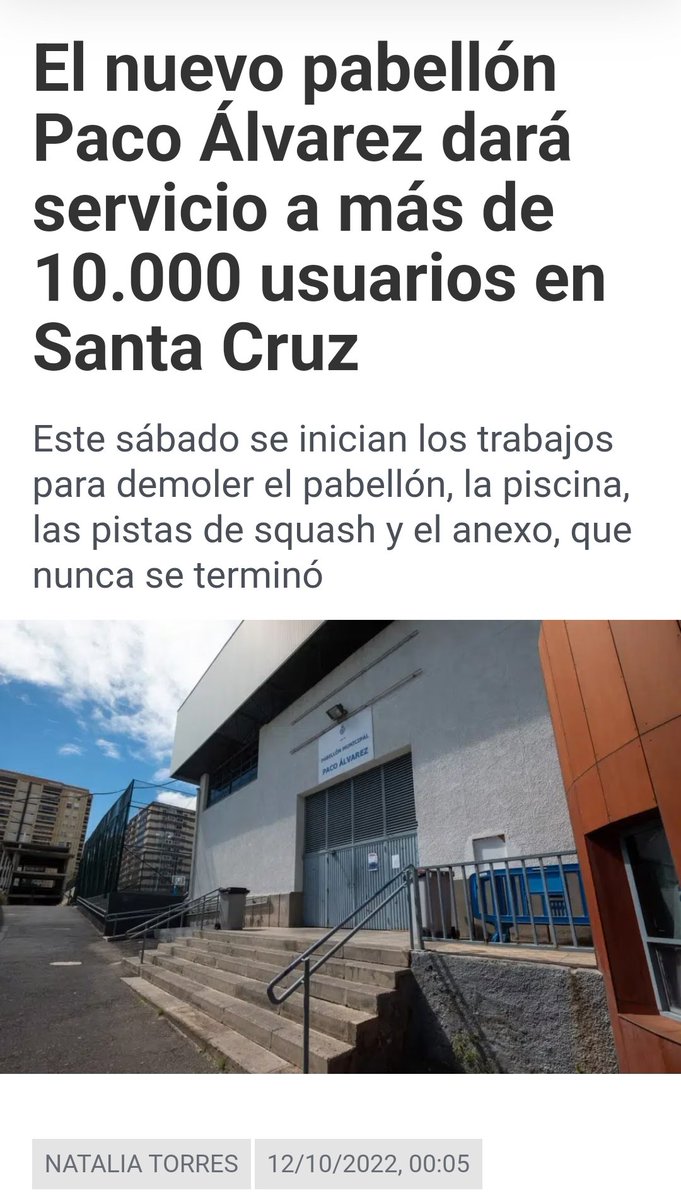 jferrives's tweet photo. Así arreglamos el problema de instalaciones en @santacruz_ayto
Las delicias: Pagando
Piscina Paco Álvarez: Privatizada y adiós al Squash
Tio pino: Privatizada 
Oye pues ni tan mala la gestión deportiva de @BermudezSCT 
Nombro a @carlostarife porque Alicia solo lee en los plenos. https://t.co/C0JdTfzF7A
