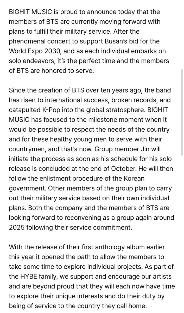 พี่จินจะเข้ากรมหลังปล่อยโซโล่ปลายตุลาเสร็จ 😭😭💜💜💜