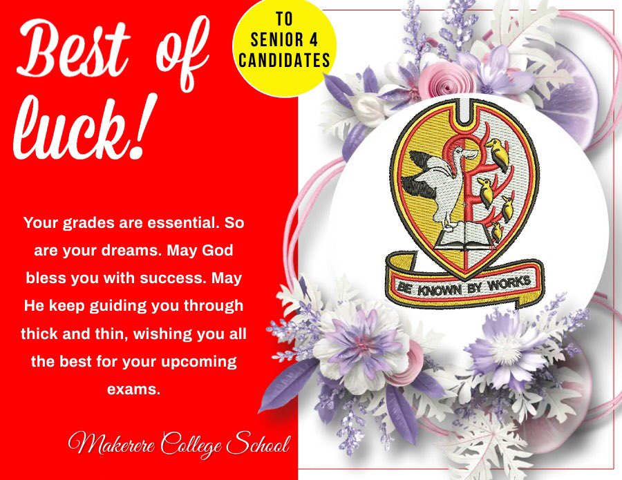 MakerereCollege's tweet photo. Our prayers are with you dear candidates, wishing you the best of luck in your exams.

@UNEB_UG @Educ_SportsUg @MakerereCollege @JanetMuseveni @educateanorpha1 @MacosRugby https://t.co/sxjbwu68rn