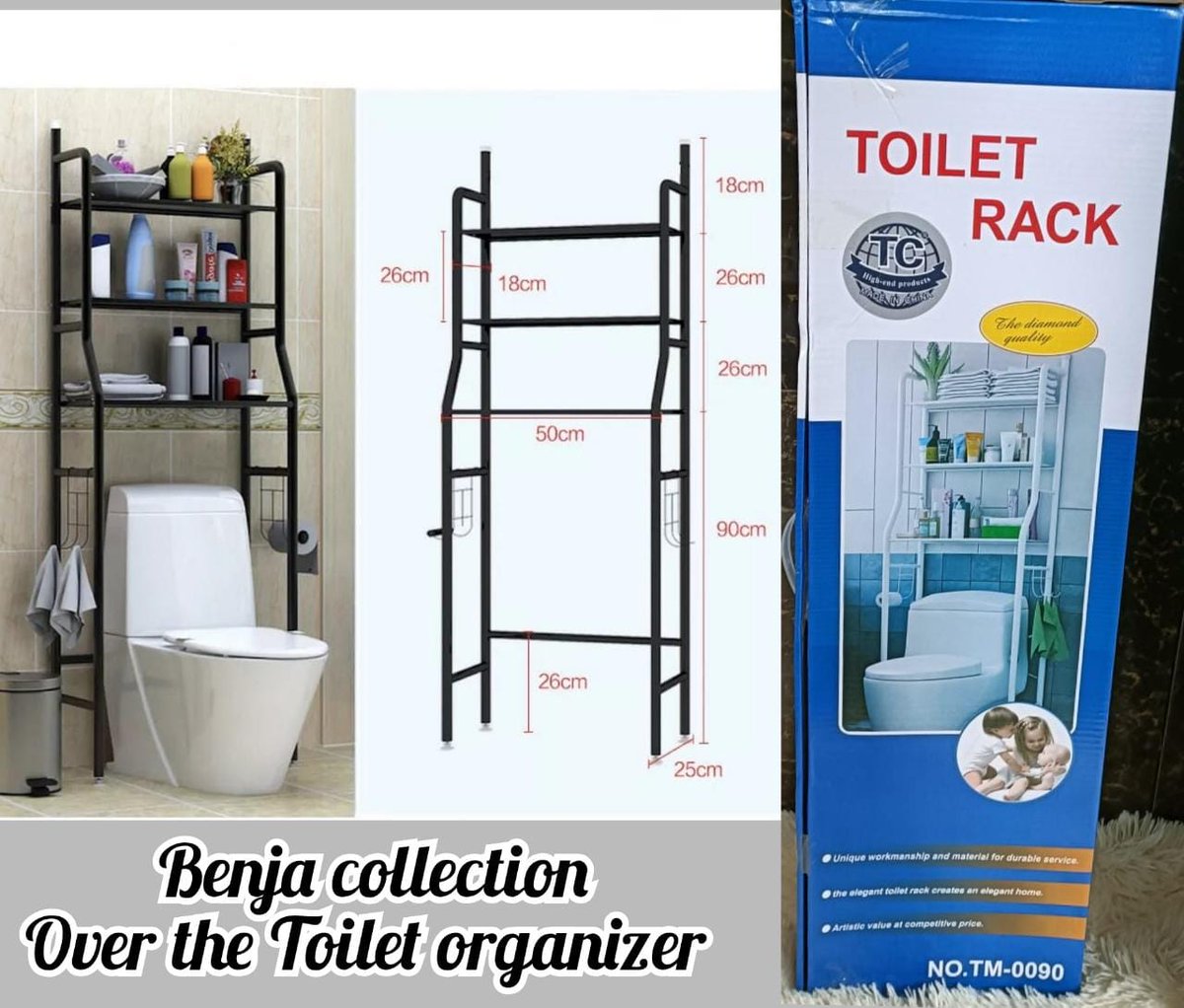 ⬛ *Over the Toilet stand organiser*
▪ *3 tire*
▪️ *material: iron*
▪️ *metal type: stainless steel* 
▪️ *Measurements:158 × 26 × 50cm* 
▪ *Colours : White only

◾ *Price  kshs 3000                                                                    musalia mdavadi