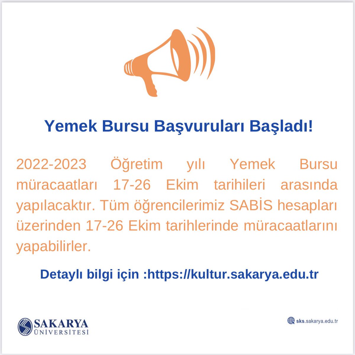 Yemek Bursu Başvuruları Başladı !
<a href="/sakaryauni/">Sakarya Üniversitesi</a>