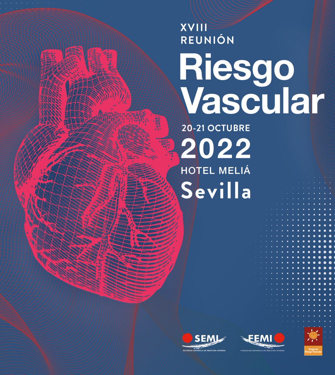 📢#18RVSEMI |🔴Esta semana tendrá lugar la XVIII Reunión de #RiesgoVascular de @Sociedad_SEMI🩺 🗓️20 y 21 de octubre de 2022 📍 Sevilla. Hotel Meliá Sevilla. 🔗rv-semi2022.com/index.php #SEMITuit #MedicinaInterna @GrupoPacificom