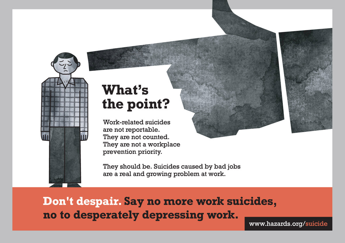 <a href="/waterssarah56/">sarah waters</a> Good time to tell <a href="/H_S_E/">Health and Safety Executive</a> it should introduce RIDDOR reporting requirements for work-related #suicide
Use our e-postcard. hazards.org/hsesuicide