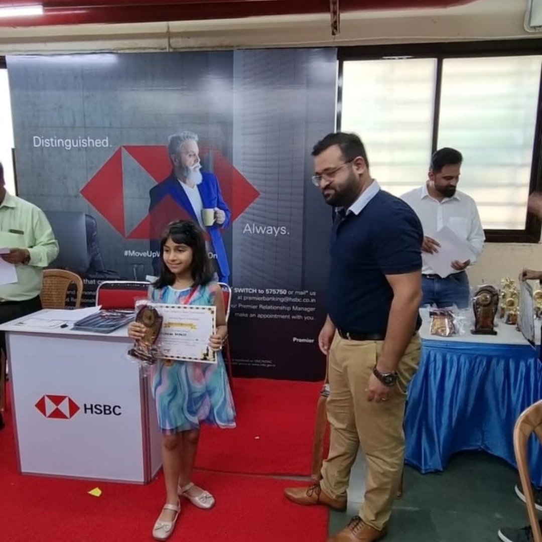 Dear all,
Please join us to 👏🏻 congratulate dear Rishika Bhagia ♚ for a great performance in the #NaharAmritShakti tournament which was conducted in #Mumbai. 
She stood 1st in the U-9 girls category. 
Heartiest congratulations to Rishika and best wishes for future tournaments.