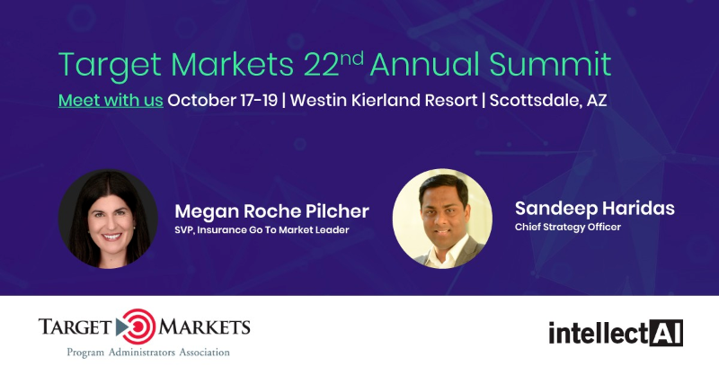 intellectAI's tweet photo. Meet with our team at Target Markets 22nd Annual Summit to talk about our commercial and specialty lines underwriting solutions for carriers and MGAs.

Schedule a meeting:https://t.co/bNXLFyLYu1

#22TMPAASUMMIT #underwriting  #mga