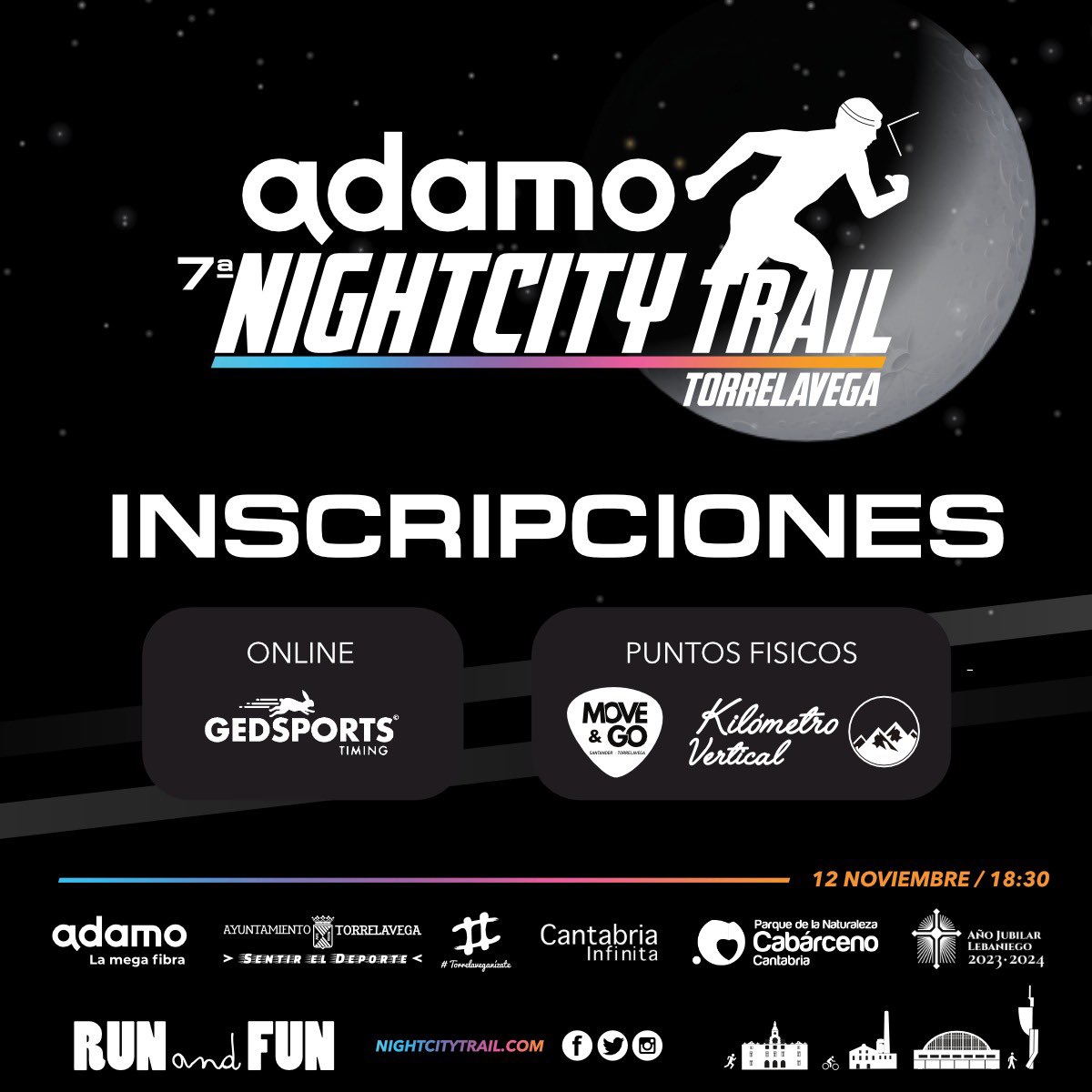 nightcitytrail's tweet photo. 𝙄𝙉𝙎𝘾𝙍𝙄𝙋𝘾𝙄𝙊𝙉𝙀𝙎 𝘼𝘽𝙄𝙀𝙍𝙏𝘼𝙎 !!!!

🔘Online ; 

https://t.co/LzyU5u5Cwa

https://t.co/1ZRlQXTCCA 

🔘Físicas;
@moveandgotvga 
Km Vertical Torrelavega 

@adamo_es #NightCityTrail #Torrelavega #Cantabriainfinita #cantabriamasxdescubrir  #Adamo https://t.co/MT3rcEGFzw