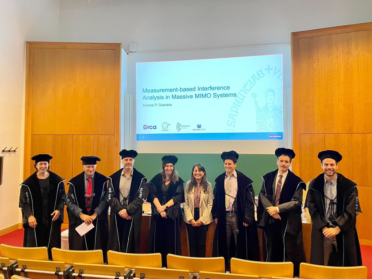 NetworkedSystem's tweet image. Congratulations to Dr. Andrea P. Guevara, who has successfully defended her PhD dissertation on &quot;Measurement-based Interference Analysis in Massive MIMO System&quot; last Friday.  👏👏 

#phd #phddefense #massivemimo #kuleuven