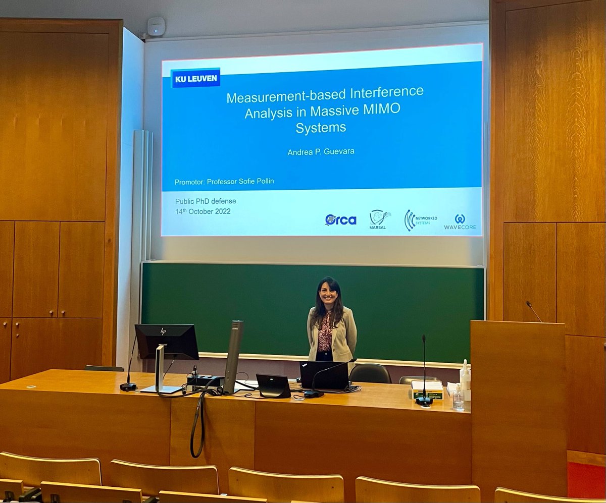 NetworkedSystem's tweet image. Congratulations to Dr. Andrea P. Guevara, who has successfully defended her PhD dissertation on &quot;Measurement-based Interference Analysis in Massive MIMO System&quot; last Friday.  👏👏 

#phd #phddefense #massivemimo #kuleuven