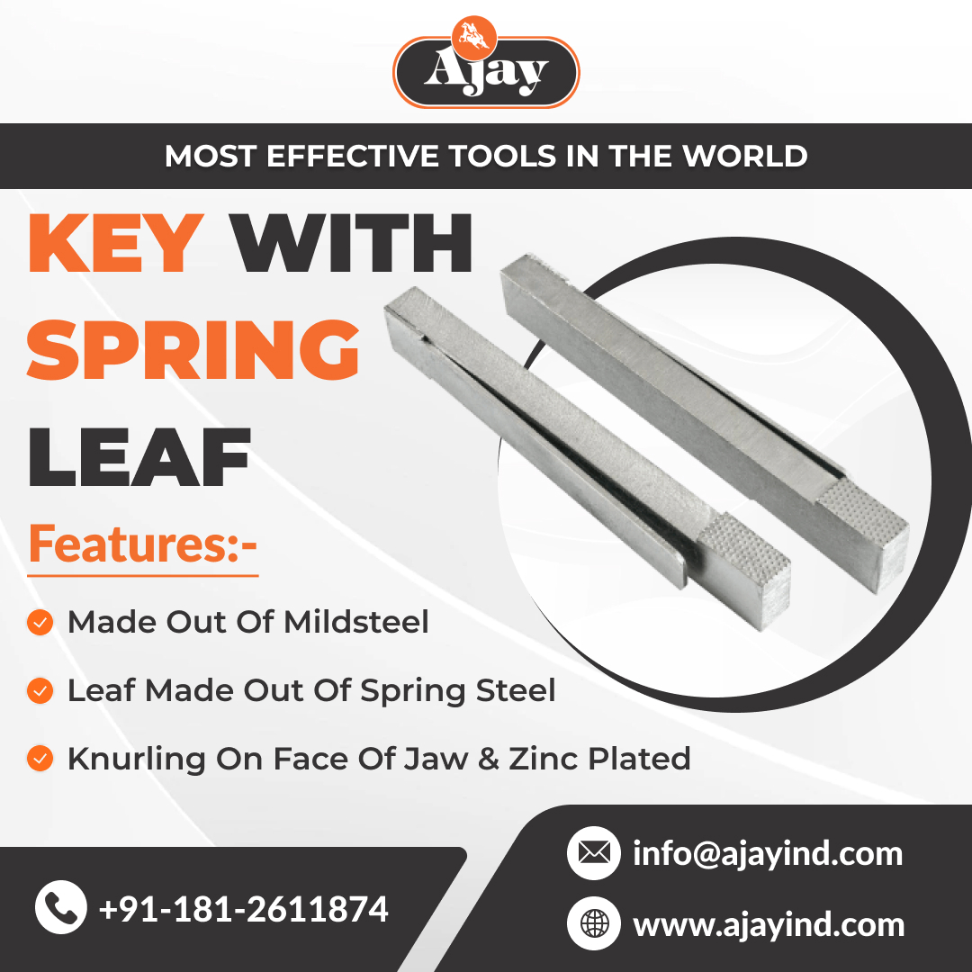IndustriesAjay's tweet photo. 👉KEY WITH SPRING LEAF
Features:-
✦ Made out of mildsteel
✦ Leaf made out of spring steel
✦Knurling on face of jaw & Zinc Plated
Checkout Now: https://t.co/FVuCzhe1ZY
#handtools #SpringLeaf #mildsteel #leafmade #zincplated #springsteel #AjayIndustries https://t.co/EsifC4b58C
