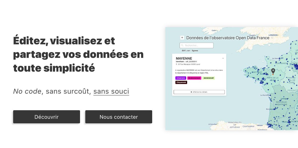 Datami est libre! Oui oui, c'est un outil de datavisualisation et de cartographie #opensource et #nocode. Pas besoin de savoir coder ni de payer un abonnement car en plus d'être libre, Datami est gratuit. Rdv vendredi 21/10 pour une #demo en ligne ici: bit.ly/3Tp3paB
