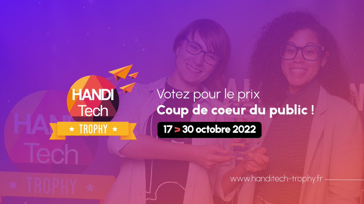 Votez pour le prix Coup de Cœur du Public 💙 

Choisissez votre projet préféré parmi les 16 finalistes ! 
➡  handitech-trophy.fr/vote-public-20…

📅 Votes ouverts du 17 &gt; 30 octobre