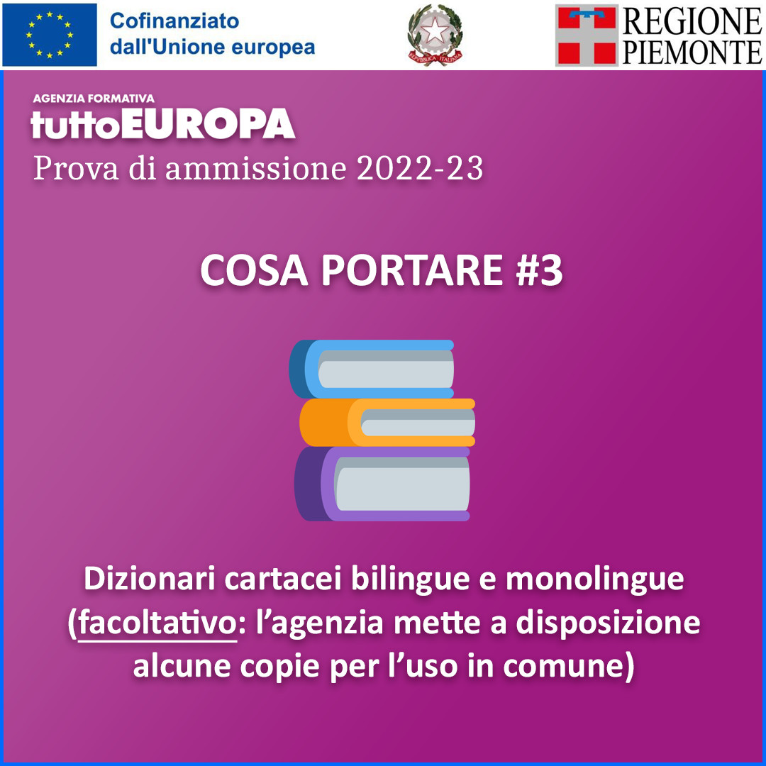 Per gli aspiranti iscritti ai nostri corsi è la settimana delle PROVE D'AMMISSIONE! 🐺
Gli studenti dovranno portare con sé un documento d'identità e una penna blu; chi vuole può portare i propri dizionari, da utilizzarsi esclusivamente durante la prova di traduzione. 🤓