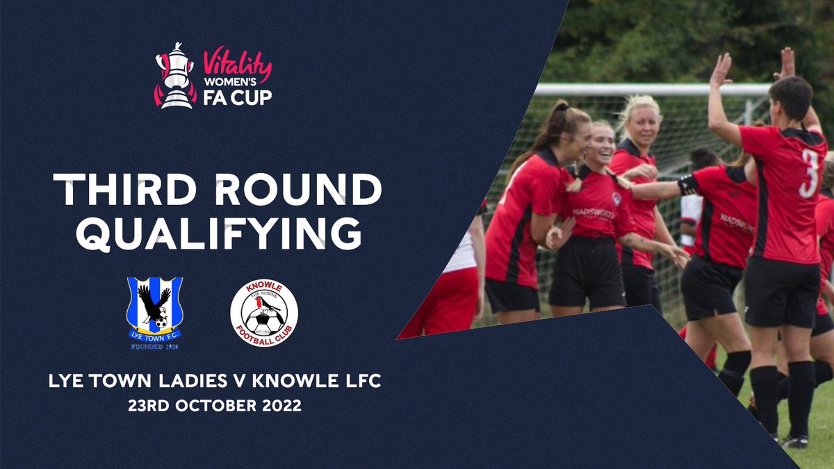 Next up for our Ladies Team is the @VitalityWFACup tie away at @LadiesLye on Sunday! 
2pm kick off at Lye Sports Ground, DY9 7DH. 
Lye charge £3 on the gate (concessions £1); it would be great to have your support if you can make it over!