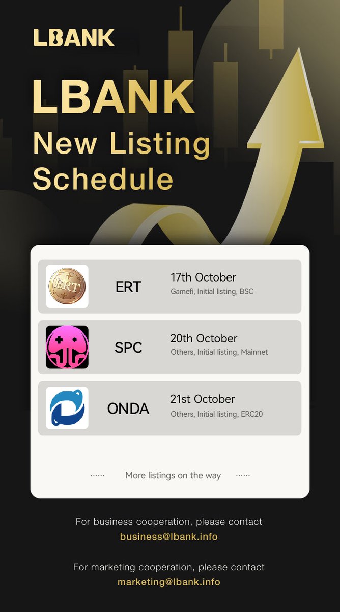 LBank_Exchange's tweet image. Check out #LBank New Listing Schedule!🥳

Anything you're interested in? 

Tell us in the comments below!👇👇 
$ERT $SPC $ONDA
