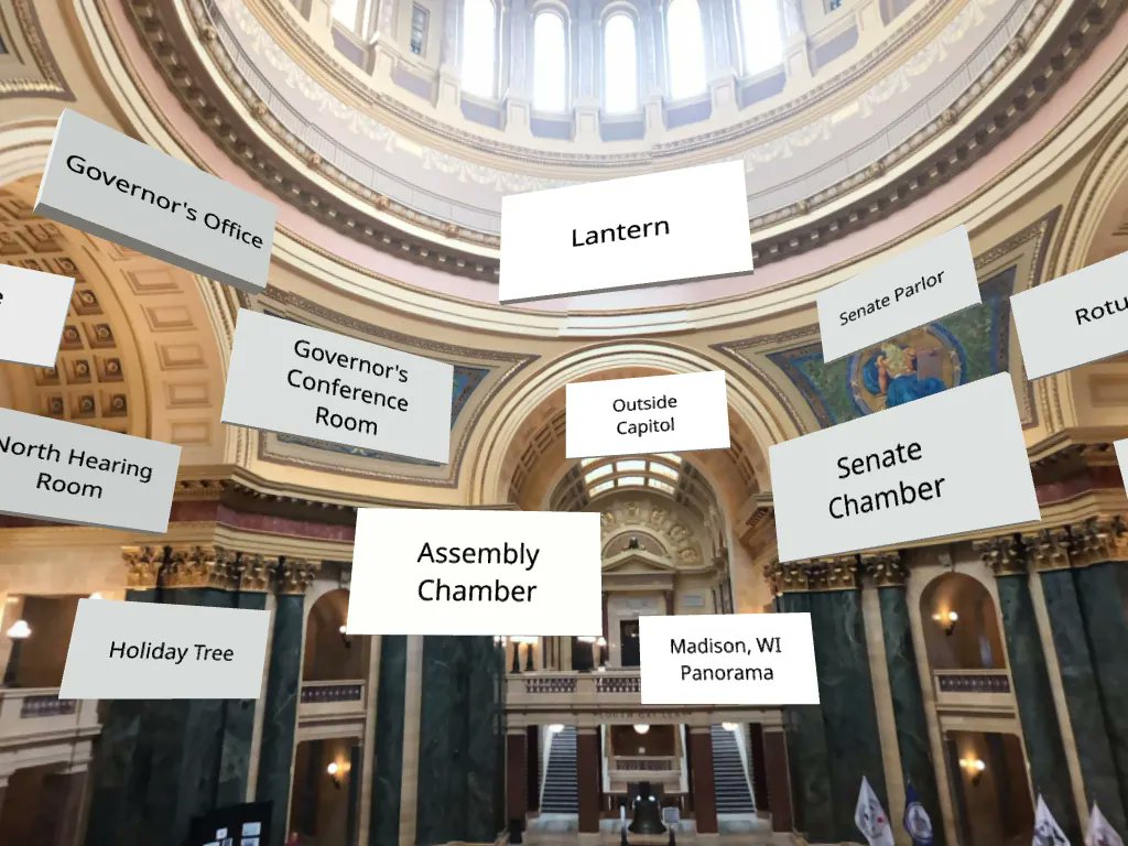 Delightex_Edu's tweet photo. Need inspiration for your own CoSpaces Edu Tours creations? Then check out this immersive tour of the Wisconsin State Capitol: https://t.co/R6BiLSdyVC 👈 
#EdTech #ARVRinEdu #Teaching #ELearning #TeacherTwitter https://t.co/LuYTHFML8A