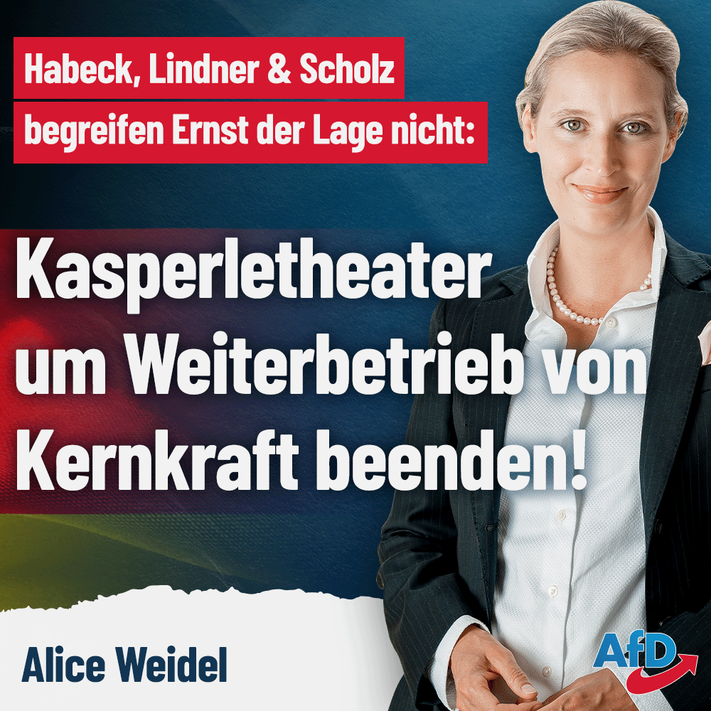 Während bei immer mehr Unternehmen in #Deutschland die Lichter auch ohne drohenden #Blackout ausgehen, ist die Ampelkoalition unwillig, das Naheliegende anzuerkennen: Die deutschen Kernkraftwerke müssen weiterlaufen. #Habeck #AfD #UnserLandZuerst facebook.com/aliceweidel/po…