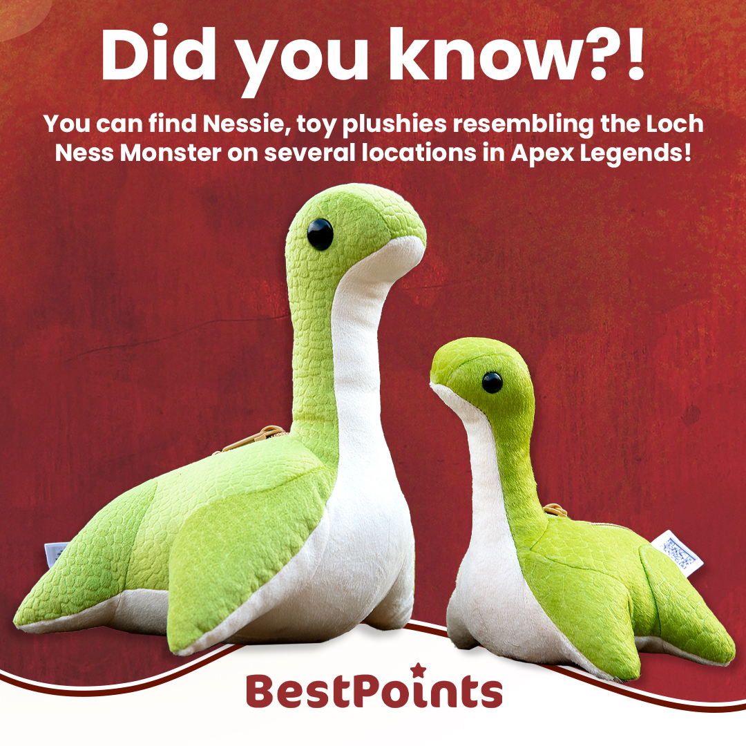points_best's tweet photo. Did you know?! ⚠️ You can find Nessie, toy plushies resembling the Loch Ness Monster on several locations in Apex Legends! 🦕 Have you seen any?

#bestpoints #apex #apexlegends #gaming #skins #giftcards #games #fun #bestpointsapps https://t.co/czAniGOc13