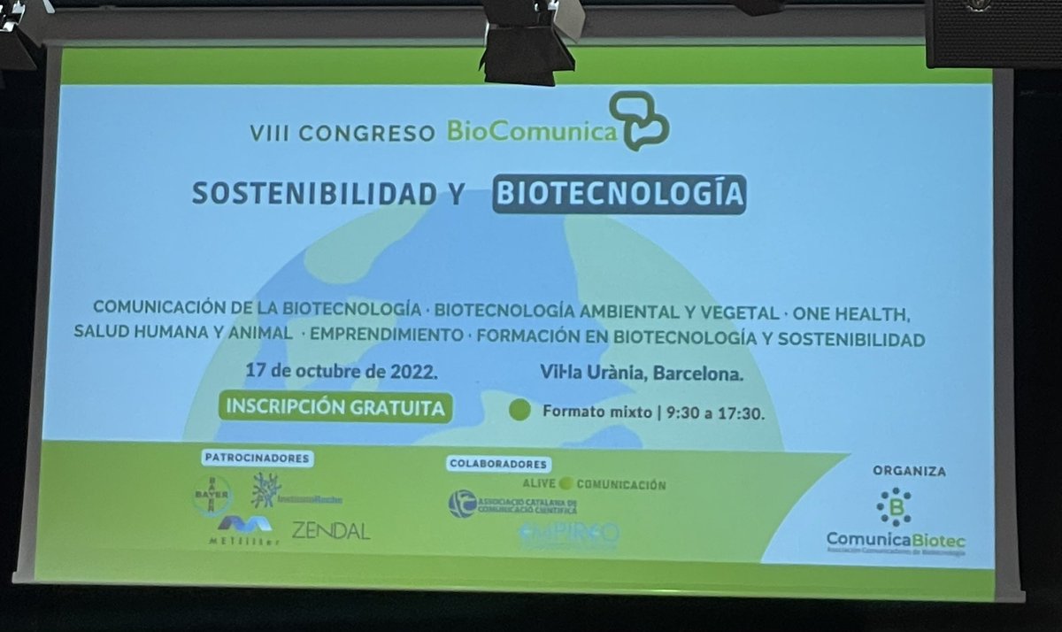 Desde Barcelona donde acaba de iniciar el Vlll congreso Biocomunica <a href="/ACBiotecnologia/">Comunica Biotec</a>