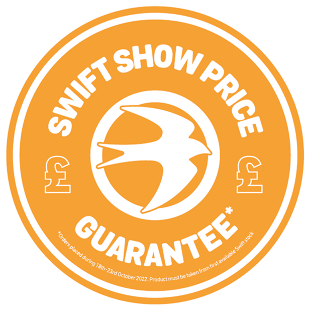 Can’t make it to the show? Don’t miss out on our Show Price Guarantee; even if you aren’t able to get to see us at the NEC, we will honour the show price guarantee for orders placed during 18th – 23rd October at any of our Swift dealers. T&amp;C’s apply swiftgroup.co.uk/find-a-dealer