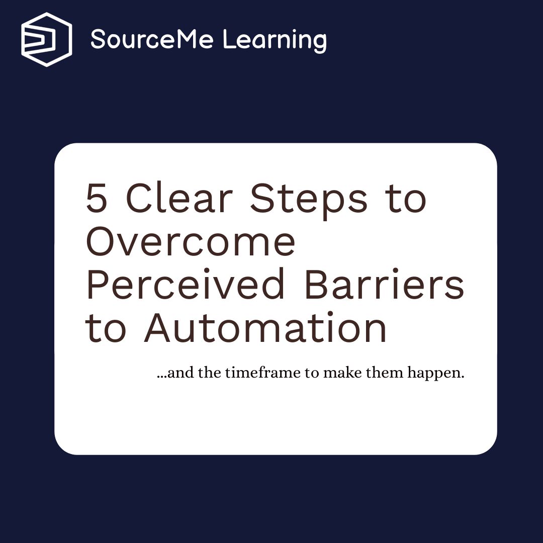 SourceMe2's tweet image. There are several common myths and misconceptions about #robotics that prevents companies from actively implementing robotics into their operations.
SourceMe Learning recommends following these 5 steps to overcome perceived barriers to #automation: bit.ly/3RUbOlt