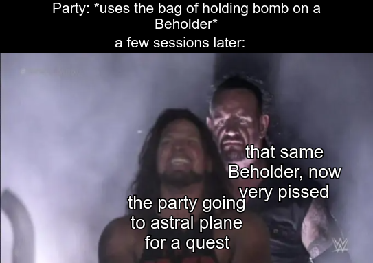 anesh2211's tweet photo. if it isn't the consequences of my actions
.
.
#DnD #dndmemes #tabletop #dungeonsanddragons #dnd5e #pathfinder #dungeonmaster #dungeonsanddragonsmemes #nerd #geek #tabletopgames #charactersheets #rpg #tabletoprpg #d20 https://t.co/wCwLwIsUNX