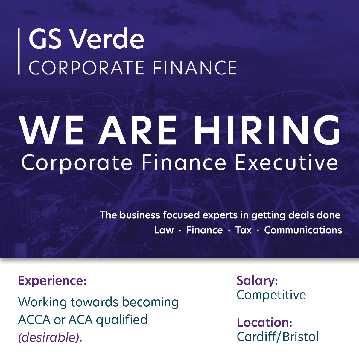 We are now hiring a Corporate Finance Executive. 

Suitable for someone with a min. of 2 years experience looking to continue and develop their career with an award-winning, high-growth group.

Find out more about the role and apply here: bit.ly/3CQrf9Z

#nowhiring