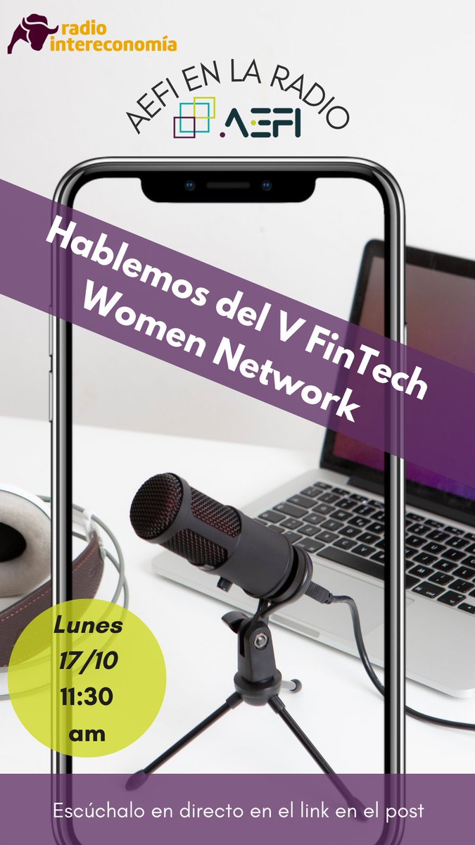 asocfintechins's tweet photo. 🎙 Hoy a las 11:30h no puedes perderte la intervención de @Silvia_Escamez, VP de la #AEFI y @LeyreCeldran, Directora #AEFI en @rintereconomia junto a @CriadoSusana para hablar sobre el V #FinTechWomenNetwork 

🔗Siguelo aquí: https://t.co/fAMttrJVnE https://t.co/6M1LL9MXoc