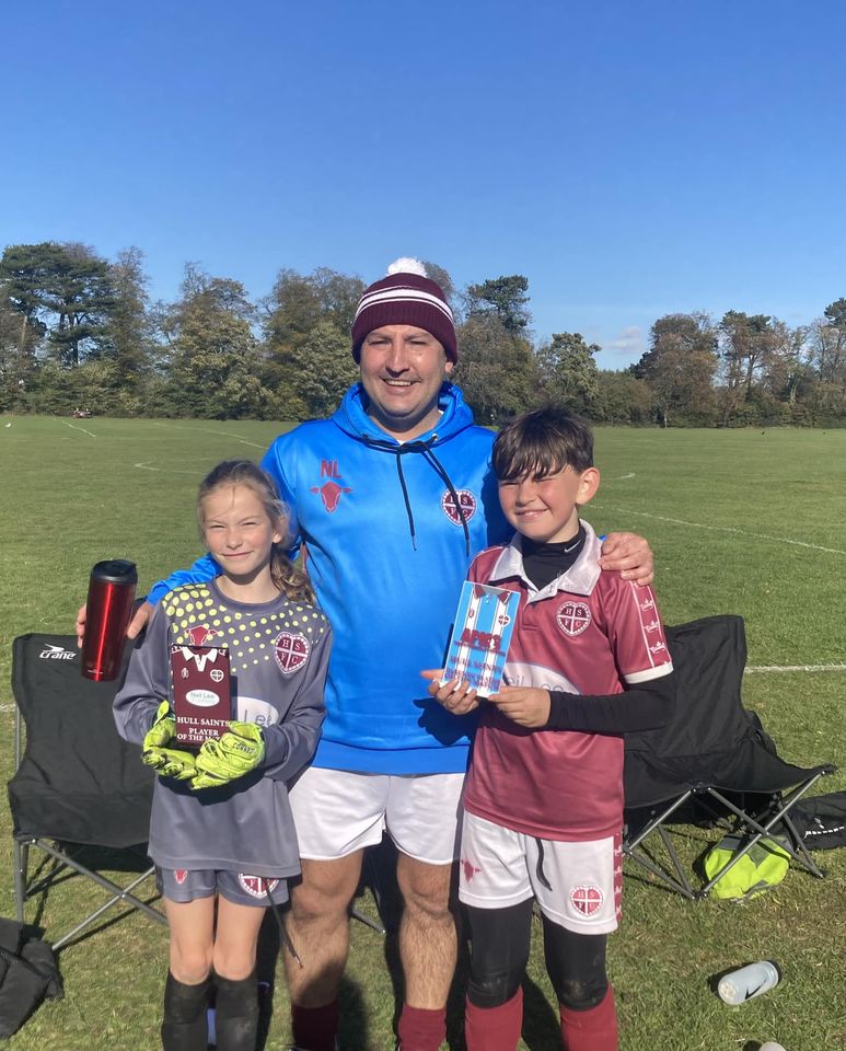 neilleetraining's tweet photo. @saintsjuniors @hullsaintsfc Congratulations to Under 10 players Amelia (Player of the Match) and Lewis (Parents Player) against East Riding Reds yesterday. A great game to watch with both keepers making amazing saves, tough hard fought away day for the Under 10s. https://t.co/P2p2zuIzYA