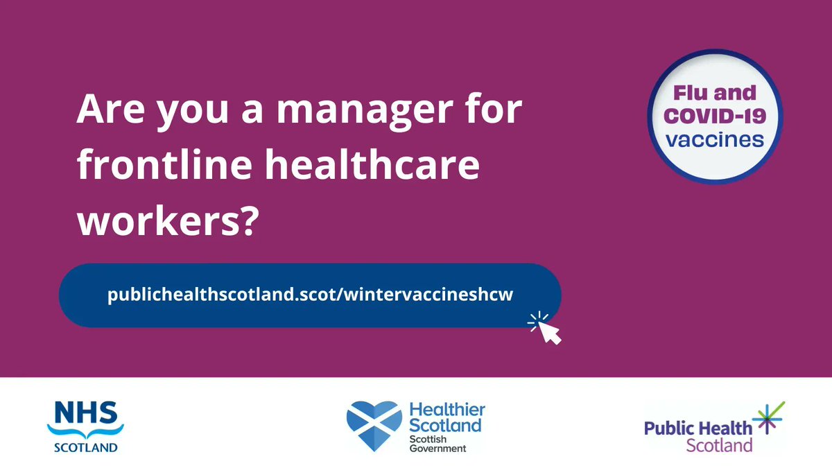 There is a variety of resources in our healthcare worker toolkit, including an email template and social media assets to encourage your staff to get their winter vaccines. View the resources and help support vaccine uptake by visiting publichealthscotland.scot/wintervaccines…