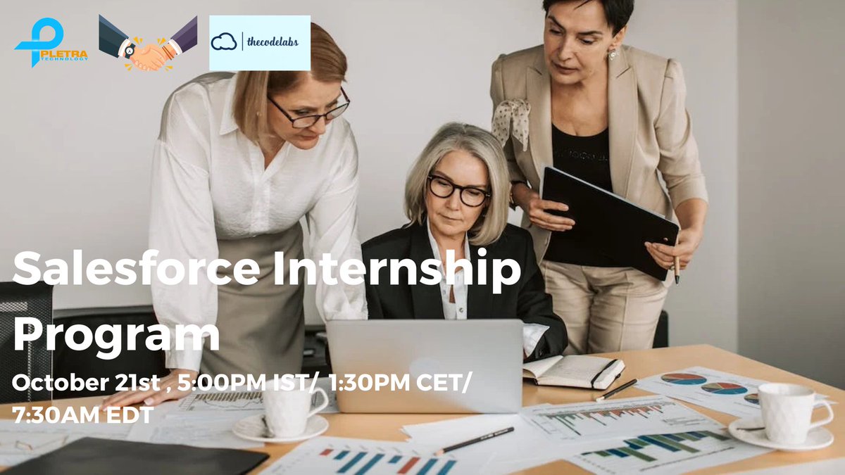 Pletratech1's tweet image. PletraTech proud to collaborate with theCodeLabs to launch an internship program for energetic and talented candidates (2020 pass out onwards Candidates) in partnership with theCodeLabs.

Register here to attend this session bit.ly/3dPk8Vw

#pletra #sfdctraining