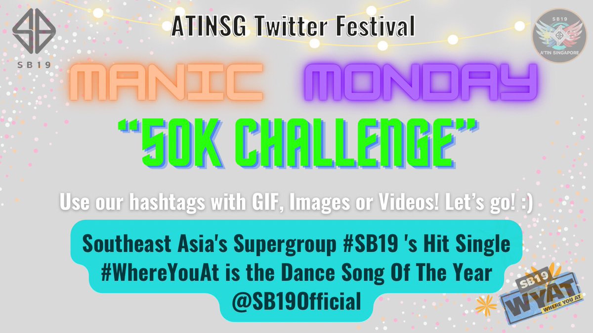 ANDRO (@drochavez) on Twitter photo 🌎 Twitter Festival Hosted By @AtinSingapore
Hi A’TIN! Our challenge for 24 Hours is to achieve 50K Tweets! Are you ready? Let’s go!
Add this 👇🏻
Southeast Asia’s Supergroup #SB19’s Hit Single #WhereYouAt is the Dance Song Of The Year <a href="/SB19Official/">SB19 Official</a> 🌎 Twitter Festival Hosted By @AtinSingapore
Hi A’TIN! Our challenge for 24 Hours is to achieve 50K Tweets! Are you ready? Let’s go!
Add this 👇🏻
Southeast Asia’s Supergroup #SB19’s Hit Single #WhereYouAt is the Dance Song Of The Year <a href="/SB19Official/">SB19 Official</a>