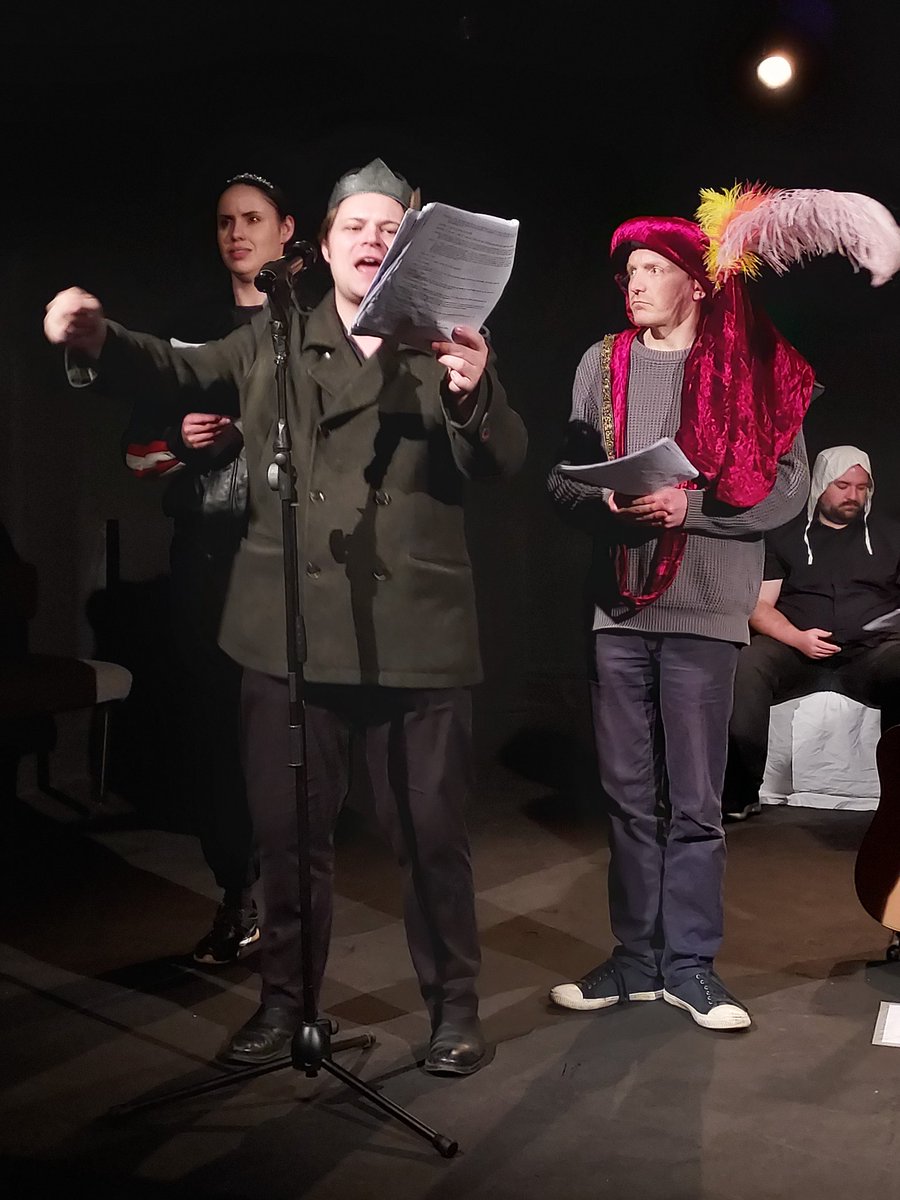crumbleflan's tweet photo. OH YAY, OH YAY! 🥳

We had a SMASHING time @LandUTheatre last night with #CrumbleflanLIVE 🙌

Thank you SO much to all who came, and a special shout out to the hilarious &amp; mega-talented William Ross Fawcett, who stepped in at the eleventh hour to play Lord Crabtight! 

#YayVerily https://t.co/KbWH7E4o8Z