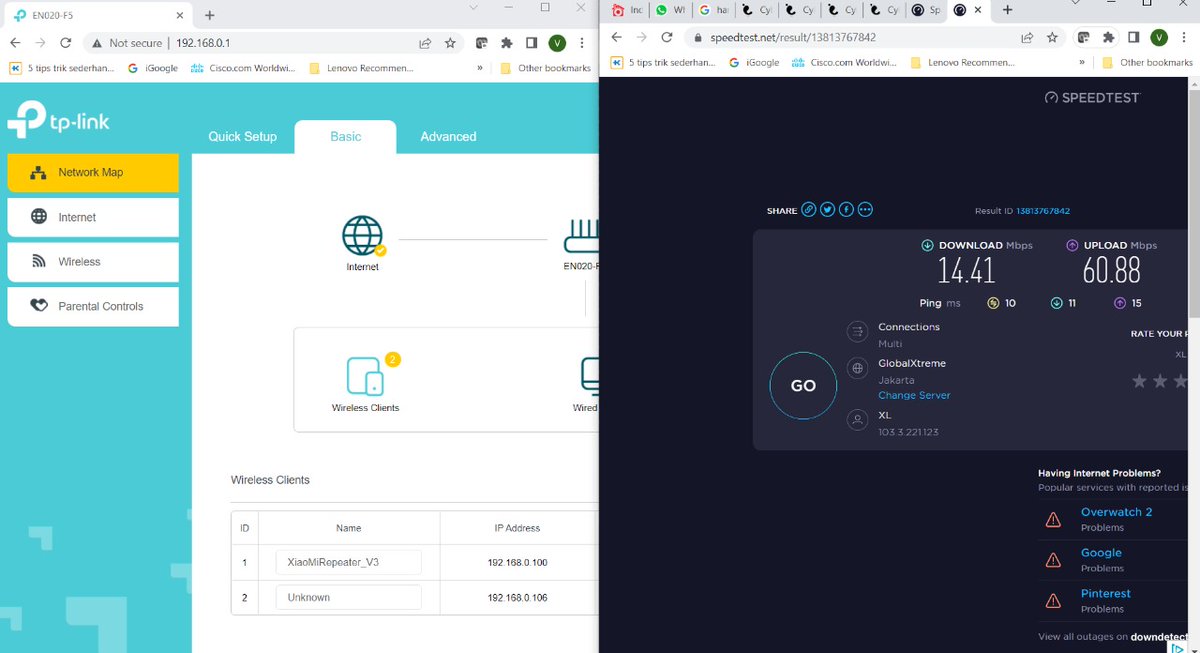 VictorObertius's tweet photo. @xlhomeid ini koneksi udh semingguan gini ya. RTO mulu. Ini bayar internet apa bayar RTO nya ya? Pakai up to 50mbps. Tp koneksinya cuma di bawah 20mbps. Benerin lah koneksinya https://t.co/MCXSNYg2kE