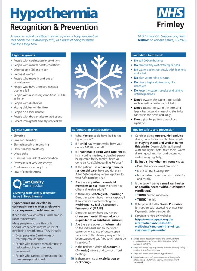 As winter approaches, we want to remind everybody about Hypothermia and how you can prevent it during the cold periods.