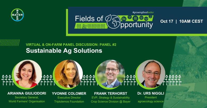 triptolemos1's tweet photo. Today at 11 a.m. CEST, @triptolemos1 Foundation joins Bayer's event "Fields of Opportunity: Feeding the World, Protecting the Planet" to bring its vision of #sustainablefoodsystems
Live stream:
➡️https://t.co/jFswDCtMVL
#growingfoodbetter #FieldsOfOpportunity https://t.co/Ja3fuMnwQx