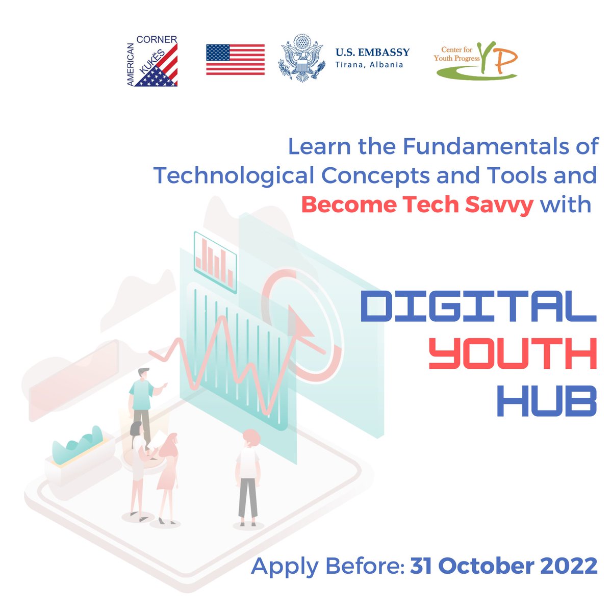 ACKukes's tweet photo. "Digital Youth Hub," a new program from @ACKukes will assist you in developing your digital abilities and expertise in fields like artificial intelligence and 3D printing for social good while encouraging engagement and social responsibility. Apply here: https://t.co/xKRKzQajyG https://t.co/4D6tsCuUqv
