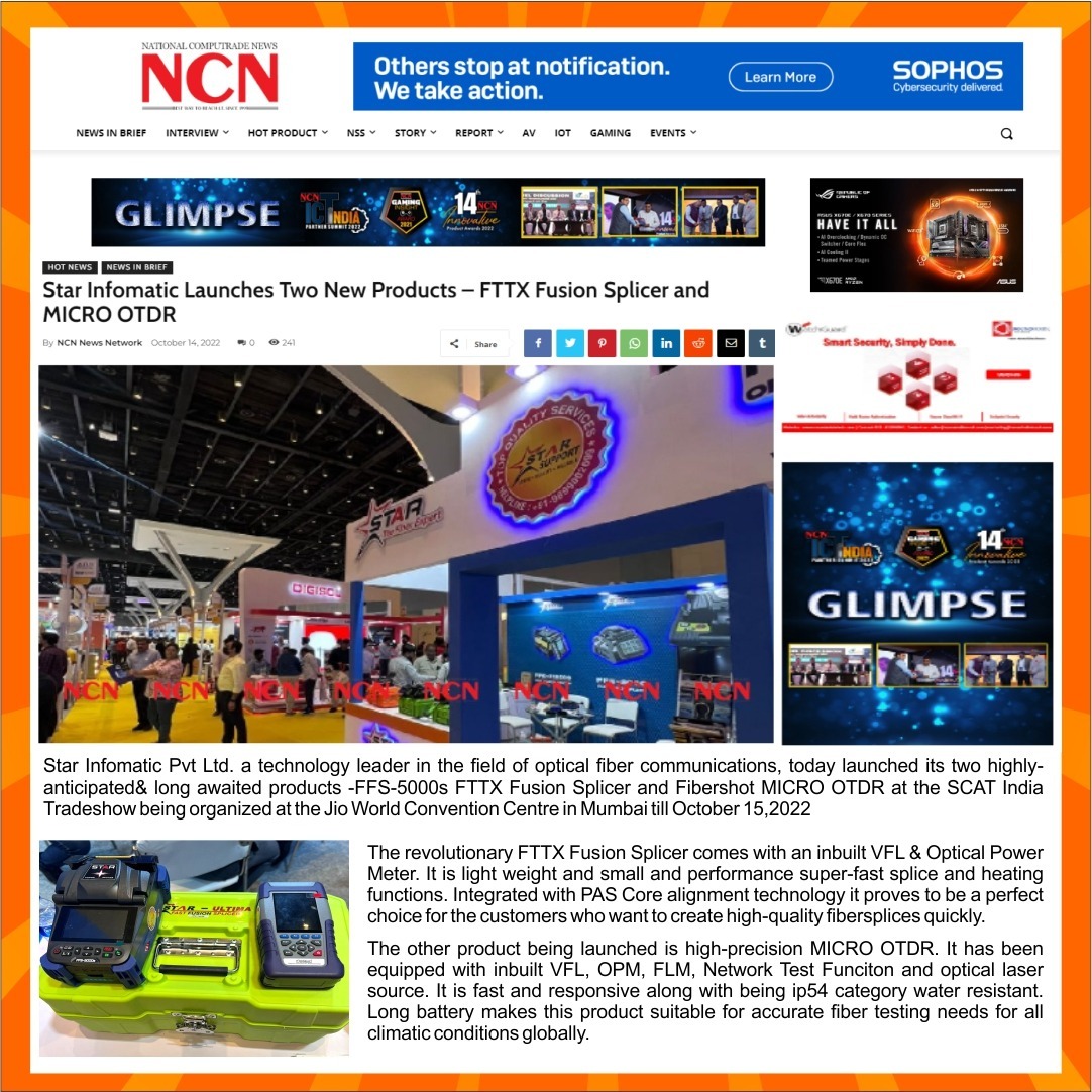 StarInfomatic's tweet photo. #StarInfomatic launched its much awaited two high precision products - FTTX Fusion Splicer and MICRO OTDR to revolutionize the Indian OFC market
Read here https://t.co/heK8hv5029
#NCNonline #Telecom #AnuragSaxena #FiberOptic #StarTechnologies #SCATExhibition #FFS5000s #MICROOTDR https://t.co/G9d4a08Cdb