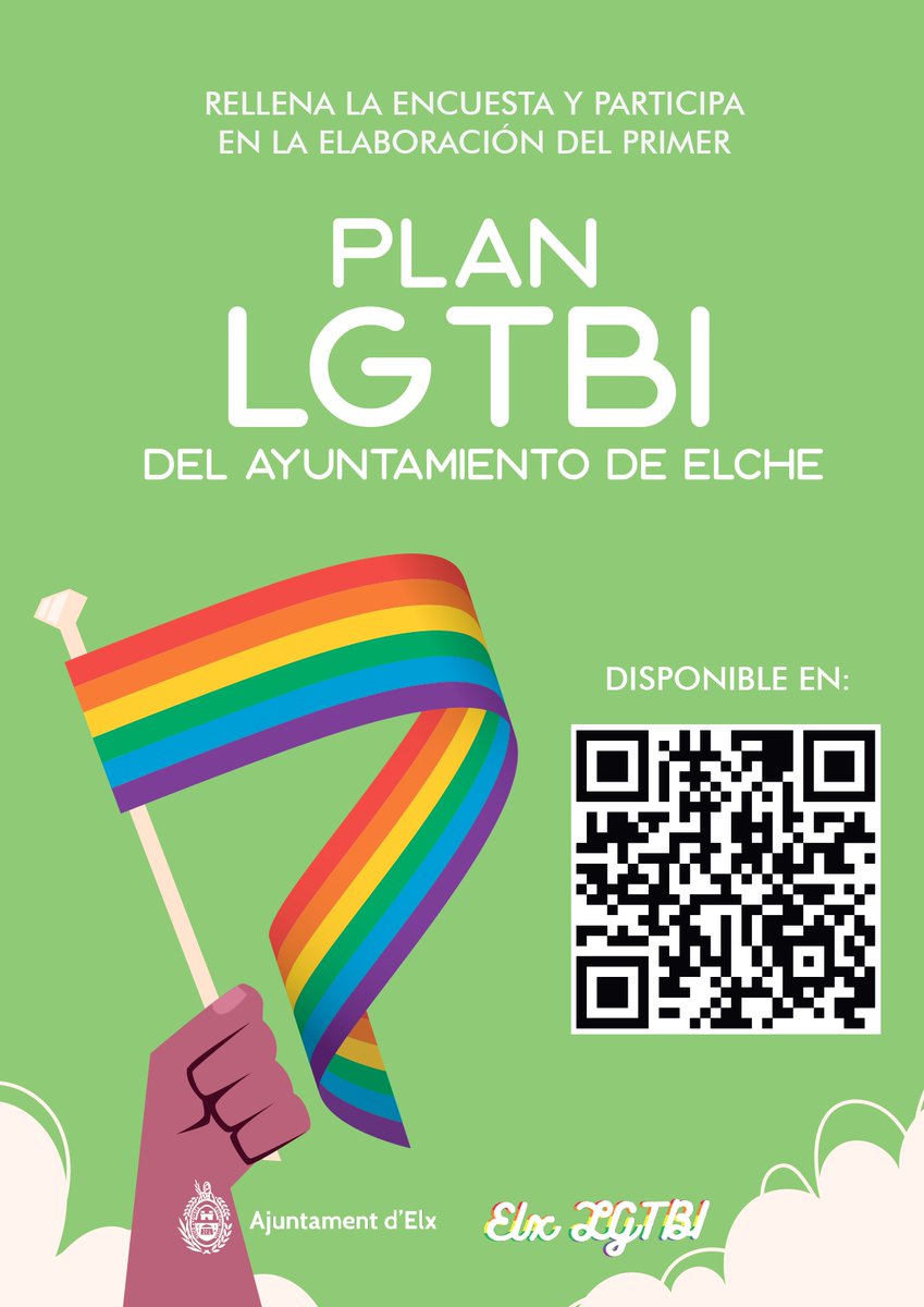 Comenzamos el diagnóstico social del I Plan LGTBI de Elche, promovido por el Ayuntamiento de Elche. Puedes acceder a la encuesta como persona LGTBI forms.office.com/r/WbWKbtv9Ns o como ciudadanía general ilicitana forms.office.com/r/CjC5nc8MN6. Retwittea y dale like. ¡Gracias!