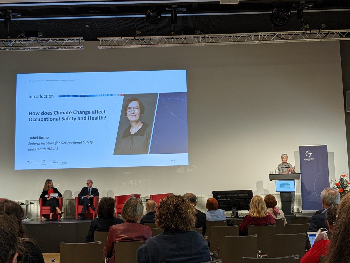 richteas's tweet photo. Isabel Rothe, president of @baua_de: scientific base to contribute to appropriate measures for the health and safety of employees is a necessity when addressing OSH risks due to climate change. @dguv_iag #G7 @DGUV https://t.co/r96zy3iSR0