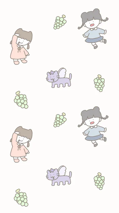 100日間なんか描く ¦ 42日目シャインマスカットの壁紙保存してホーム画面やロック画面やLINEのトーク背景に使ってね 