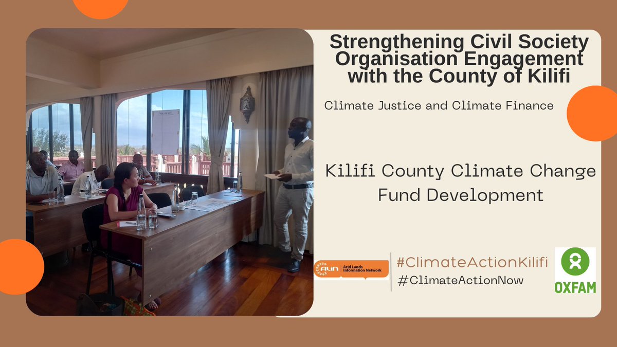 ALINEAfrica's tweet photo. Kanundu Ngumbao, Director-Climate Change Kilifi County leads the development of the County Climate Change Fund Regulations in collaboration with @Alineafrica and support from @oxfaminKE 
#ClimateActionKilifi
#ClimateActionNow https://t.co/FnwmJOU8vQ