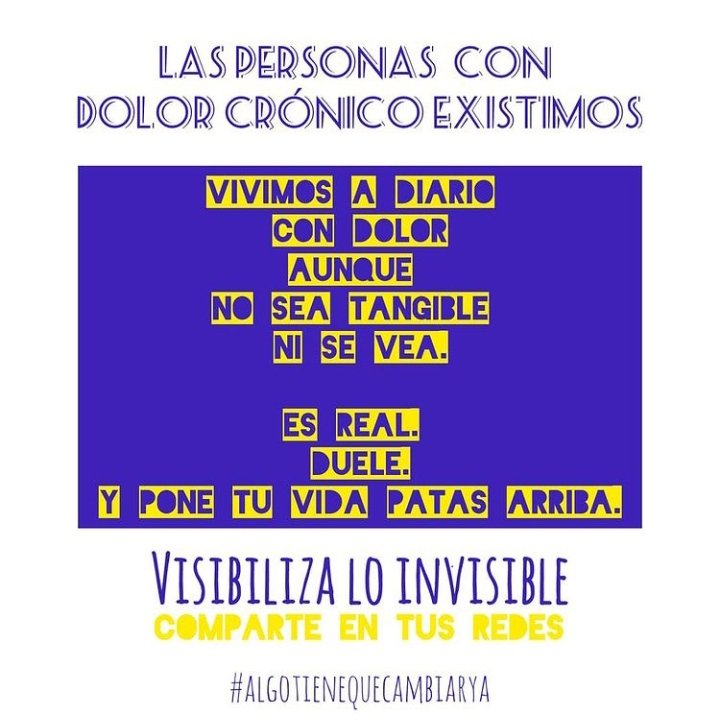 #DiaMundialContraElDolor 

👀Visibiliza lo invisible.

🗣️Desde 2019 siento dolor cada día, es crónico y no hay tratamiento ni cura.

🧬Más investigación. 

#dolorcronico #diamundialdeldolor 
#fibromialgia #SFCem #SQM
#algotienequecambiarya
#visibilizaloinvisible #masinvestigacion