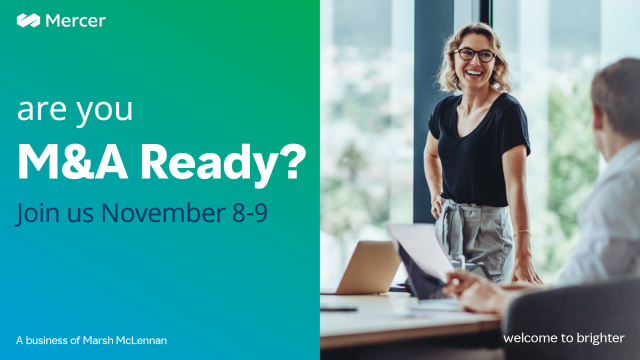 TimRivers6's tweet photo. REGISTER NOW for our virtual workshop on how to prepare for #MnA success, maximize value and reduce people #risks. Get M&amp;A Ready with us. #MercerEvents https://t.co/MYV2GT9uxo https://t.co/CmUEcevtQA