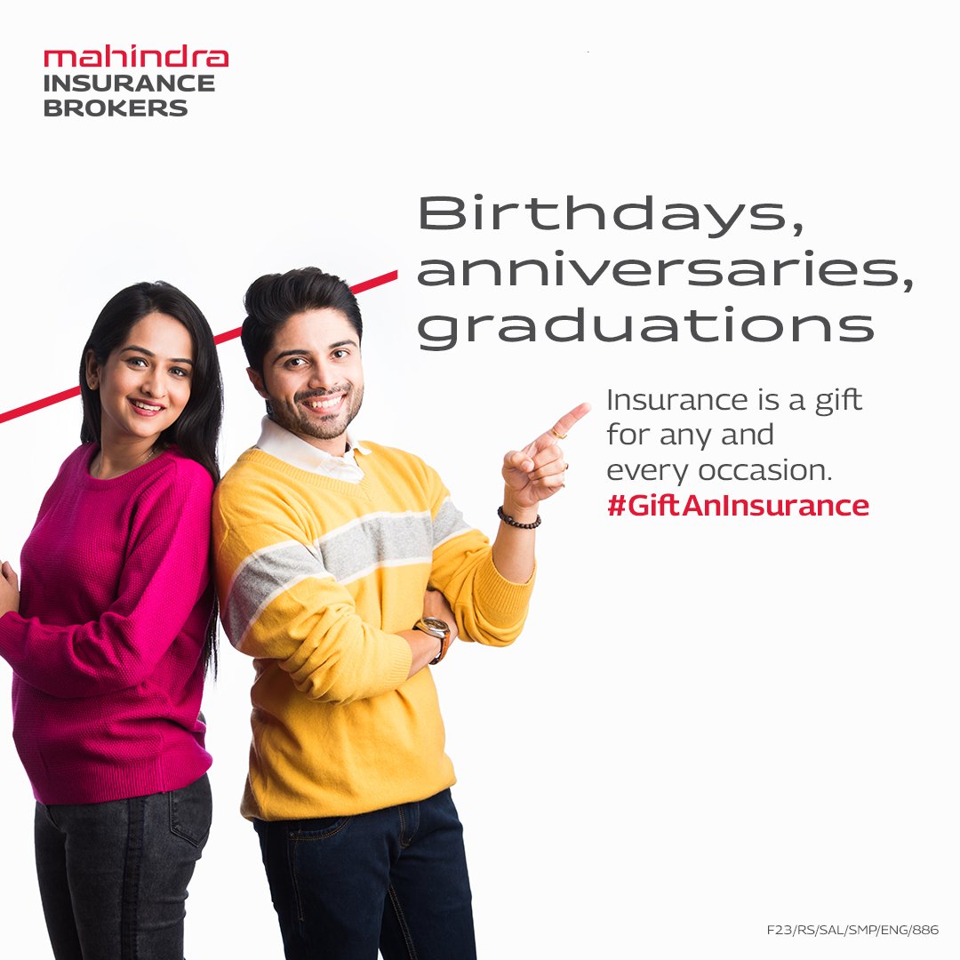 mahindra_insure's tweet photo. Any milestone is an occasion to celebrate life. #GiftAnInsurance to your loved ones to make their milestones memorable.
Get in touch with us on insurance.care@mahindra.com or 1800-266-2626
or Buy Online: https://t.co/GwG2rW7Pc4
or Visit: https://t.co/iwsMBs3688
#Gift #MIBL https://t.co/roZE5sngju