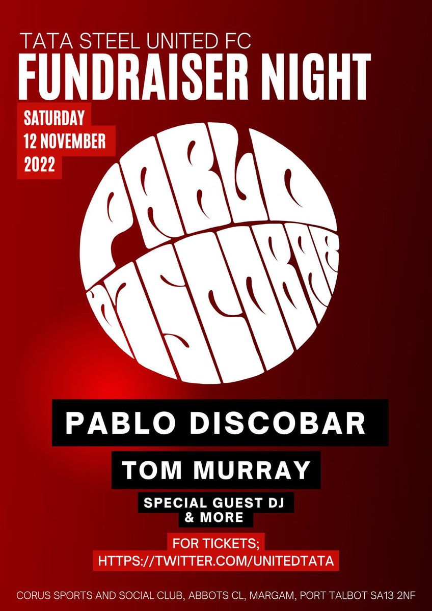 Join us for some Pablo Discobar on Saturday 12th November. Followed by our very own DJ sets.🕺🏼🕺🏼🪩

Doors open 6pm. Band starts 7pm.⏰

Please dm us for tickets. 🎟