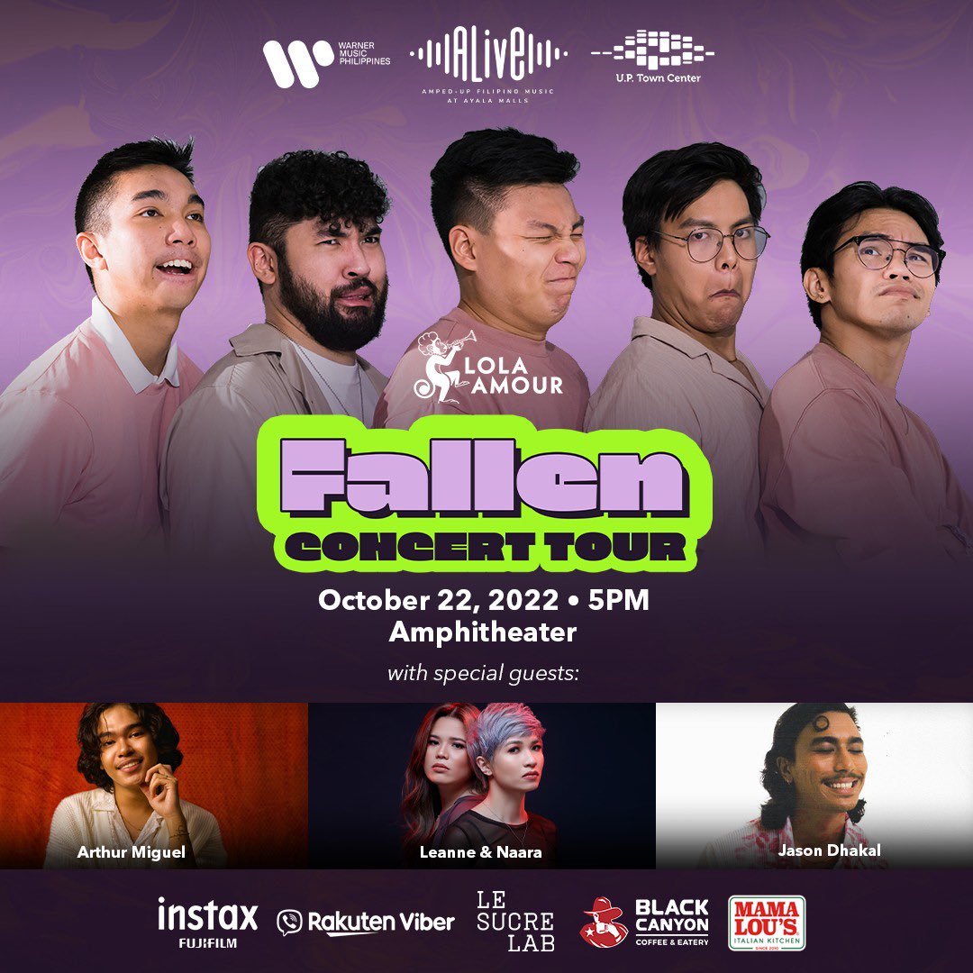 lolaamourmusic's tweet photo. Excited for this week ahead! 
Oct 21 - @AnyNamesOkay 5 year anniversary at 123 Block 
Oct 22 - #FallenTour UP Town Center 
Oct 23 - #FallenTour Abreeza, Davao 

See ya! https://t.co/Np8qyObahD