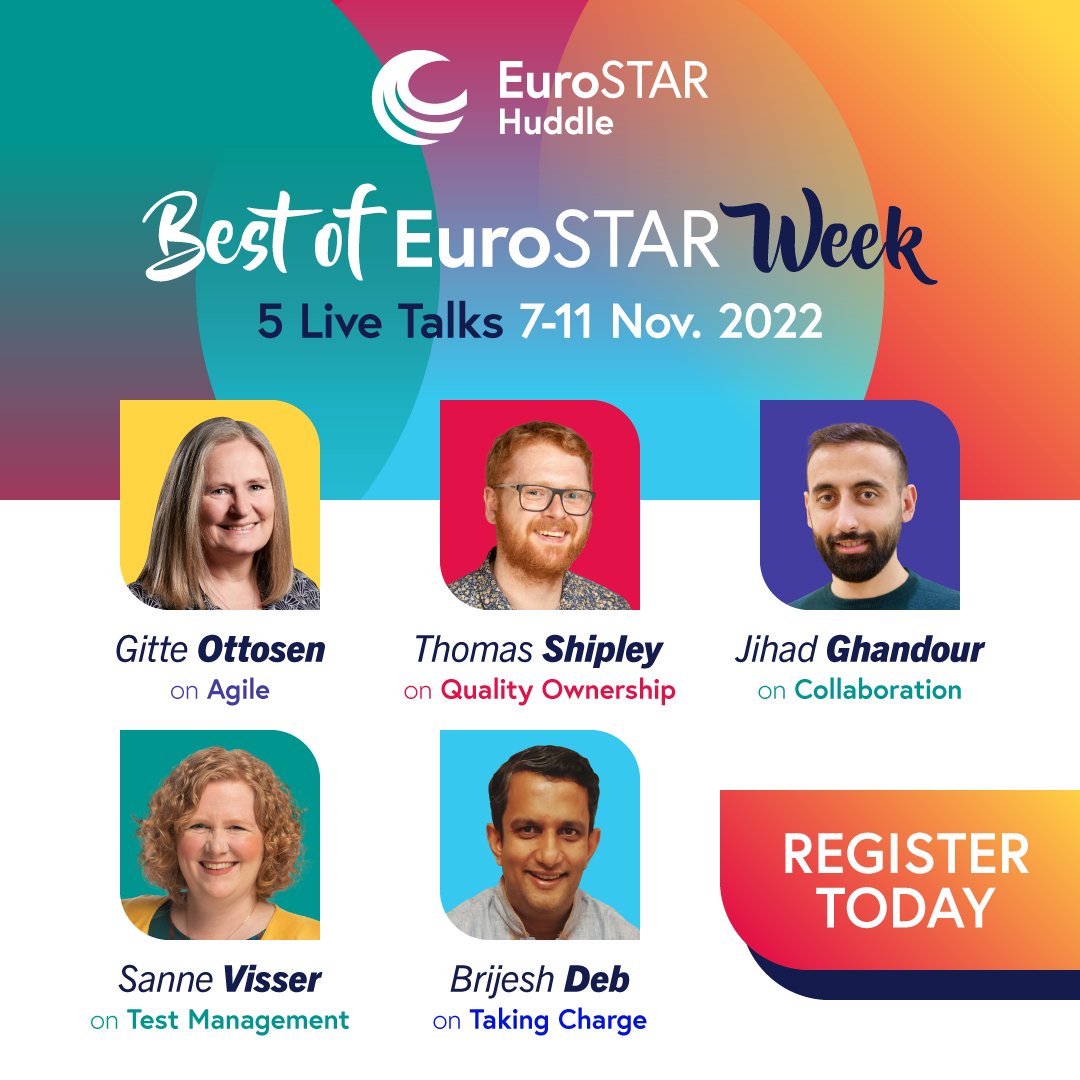 esconfs's tweet photo. There are only a few weeks to go before  @Godtesen @SimplySanne @tomdrivendev @J_Ghandour and @brijeshdeb join  @TESTHuddle for one week of exciting and intriguing talks with learning with valued insights from the testing industry. Sign Up Now: https://t.co/uSXydmF1AN https://t.co/H9ELUEC9kk